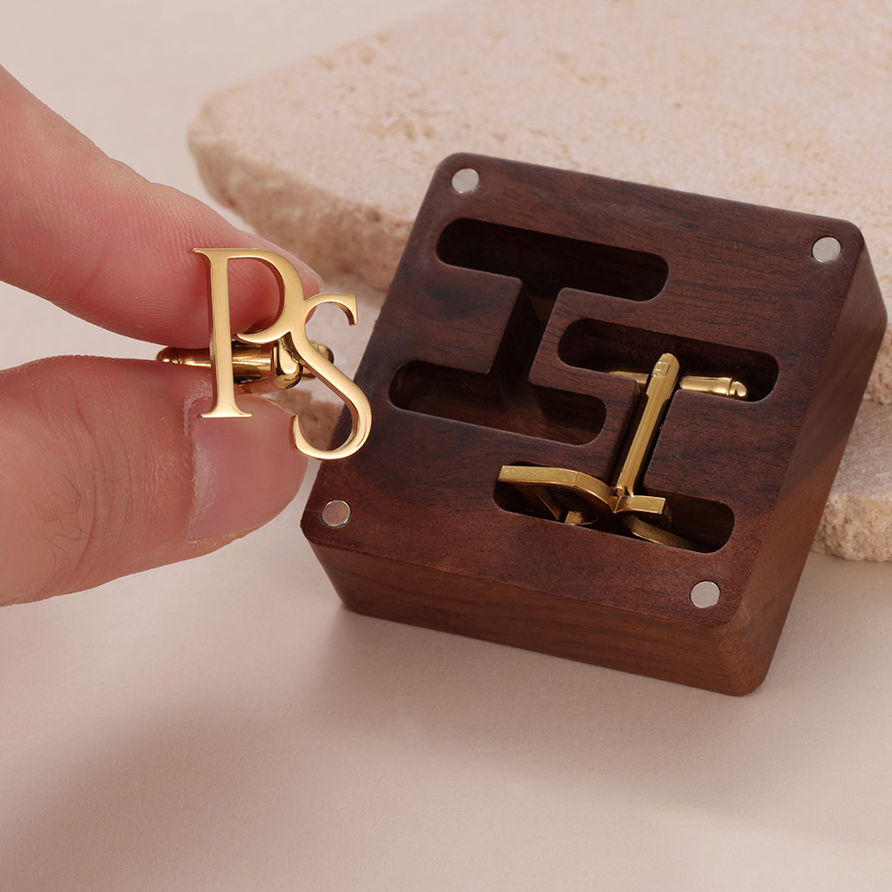Men'S Grooming Day - Stainless Steel Custom Cufflinks Personalized Letter