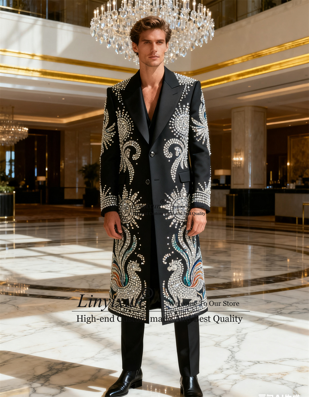 X Men Grooming - Long Coat Pants Styls Men Suit