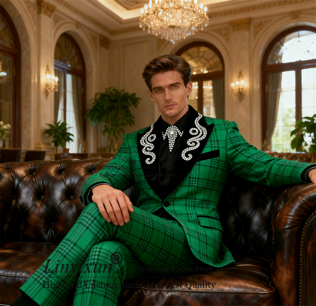 X Men Grooming - Fashion Plaid Men Suits 2 Pieces
