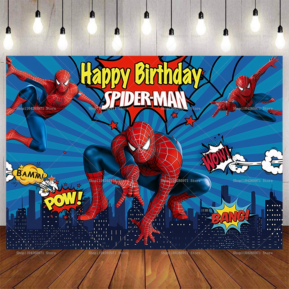 Men'S Grooming Day - Cool Spider-Man Birthday Backdrop Banner Super